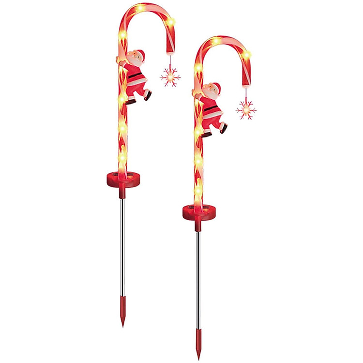 Christmas LED Lamps Pathway Candy Cane Solar Lights for Driveway Holiday