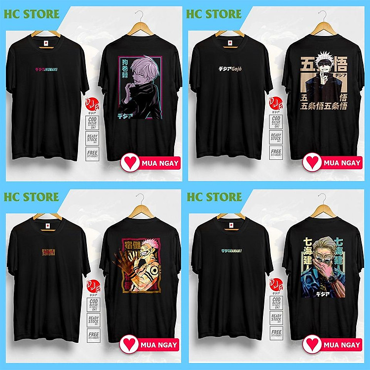 Áo thun nam nữ unisex Anime Jujutsu Kaisen Toge Satoru Gojo Ryomen Sukuna Nanami Kento phong cách Nhật Bản cực chất