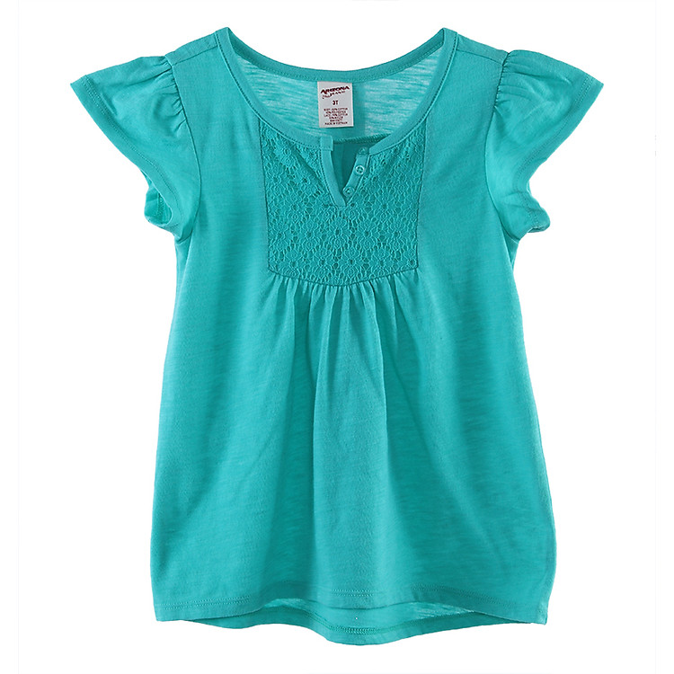 Áo Thun Cotton Cổ Xẻ Trước 3 Nút - Xanh