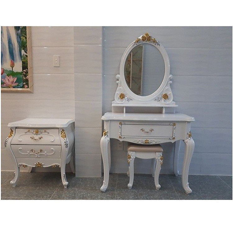 Bàn trang điểm cổ điển sơn 3D 3270 90cm