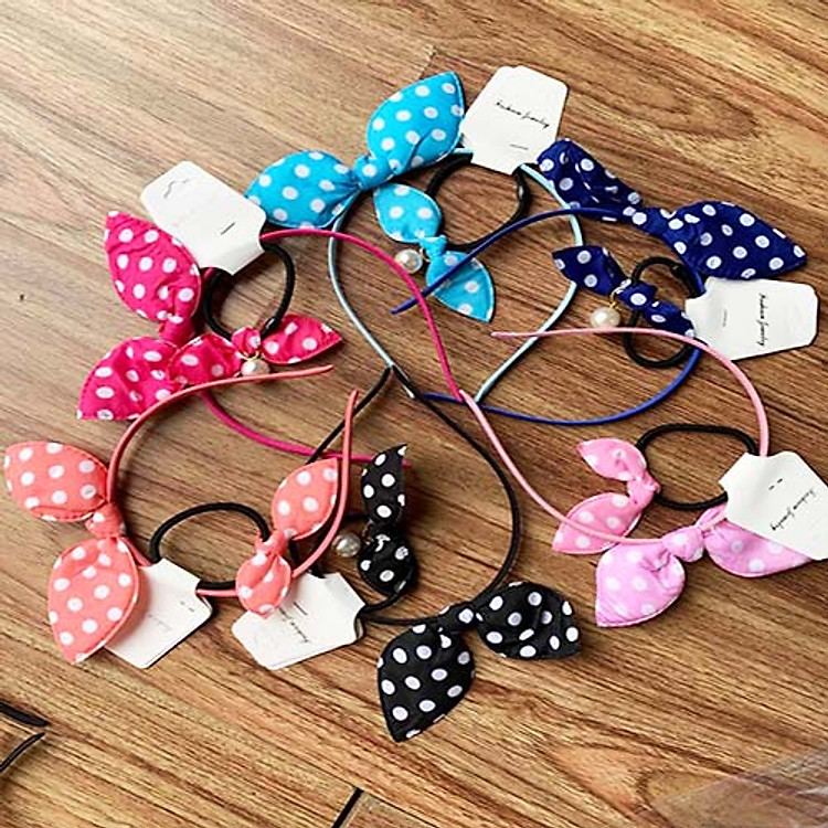 Bờm cài tóc nam -nữ ( Combo bờm nơ và dây buộc tóc) dễ thương- Giao màu ngẫu nhiên