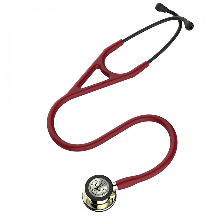 Ống nghe y tế 3M Littmann Cardiology IV, mặt nghe và quai nghe phủ màu sâm banh, dây nghe màu đỏ tía, 27 inch, 6176