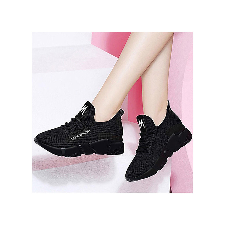 Giày Sneaker Thể Thao Nữ Đen Vải Mềm Nhẹ Cực Êm Chân Cá Tính 3Fashion - 3175