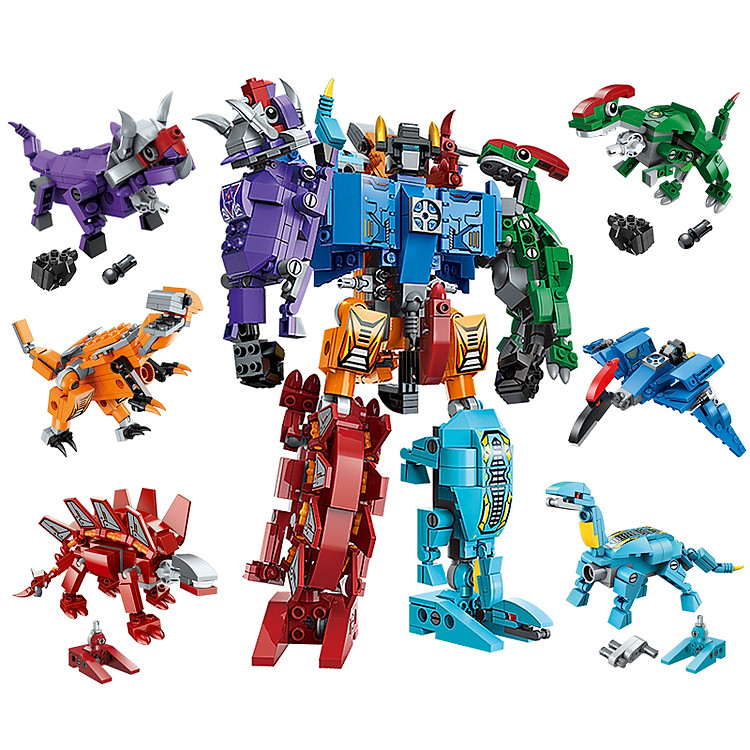 Xếp hình đồ chơi mô hình siêu nhân robot từ khủng long trí tuệ 6 trong 1 cho bé