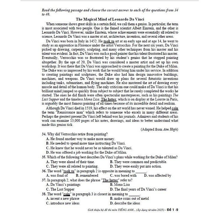 Giới thiệu bộ đề thi môn tiếng anh tốt nghiệp THPT (theo chương trình GDPT mới - áp dụng từ năm 2025) - Ảnh 6