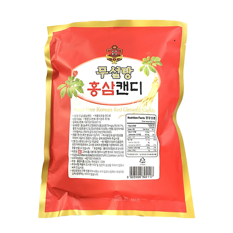 Kẹo Hồng Sâm Không Đường Đỏ 500g