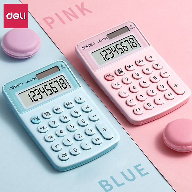 Máy tính để bàn Deli 1209A - Màn hình 8 số - Màu Xanh dương - Ảnh 6