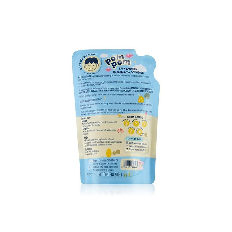 Nước Giặt Xả Pom Pom 600ml Chính hãng Giá rẻ - Hình ảnh 3
