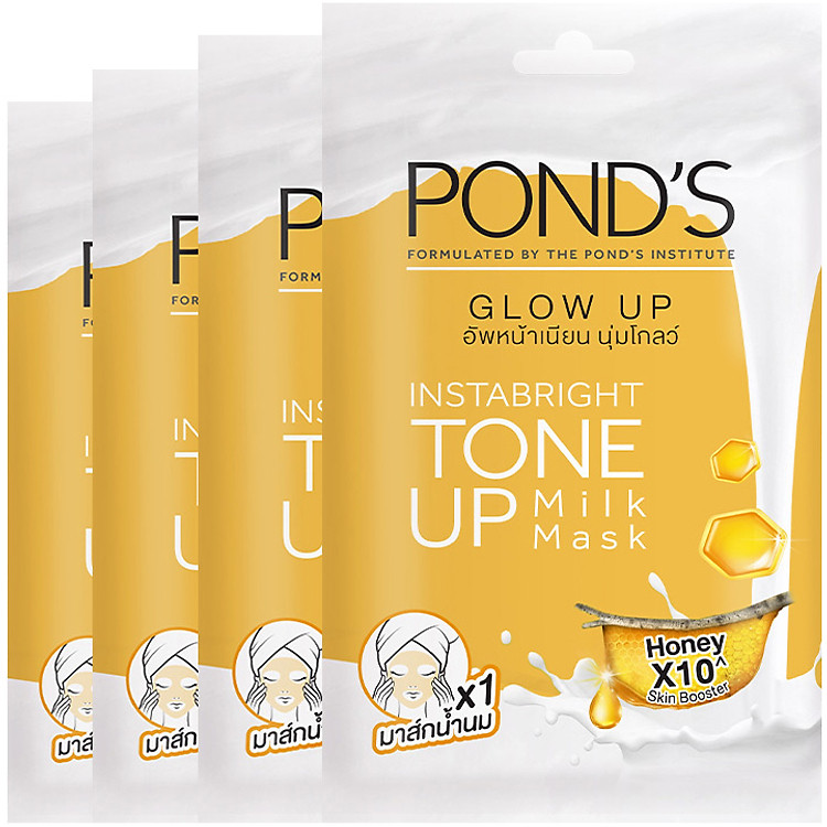 Combo 4 Mặt Nạ Sữa Dưỡng Trắng Nâng Tông Và Căng Bóng Da Pond's White Beauty 25g