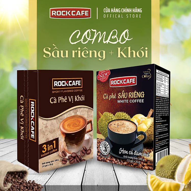 [CB] 2 hộp: Cà phê Sầu riêng + Cà phê Khói (Hộp 12 gói x 20 gram)