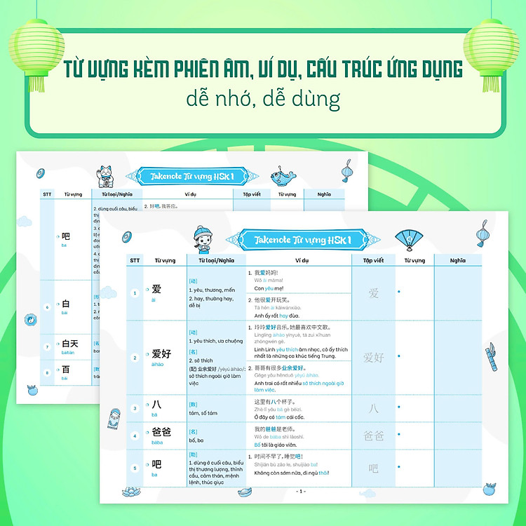 Takenote - Từ Vựng HSK Tiếng Trung - HSK1 (Cung Cấp 500 Từ Vựng) - Ảnh 2