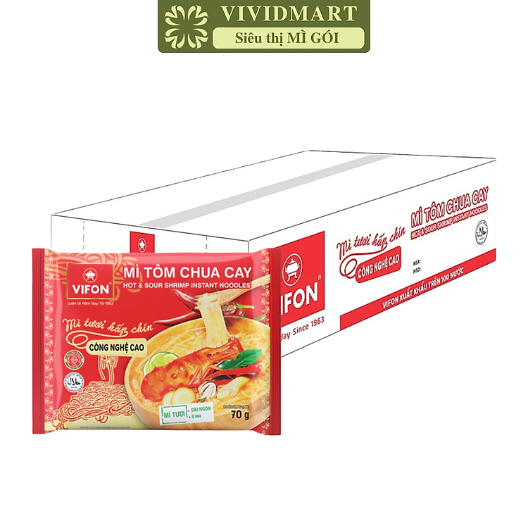 VIFON - Mì tươi Vifon hương vị Tôm Chua Cay (70g/gói) - Mì tươi vị Tôm Chua Cay, Mì Vifon tươi