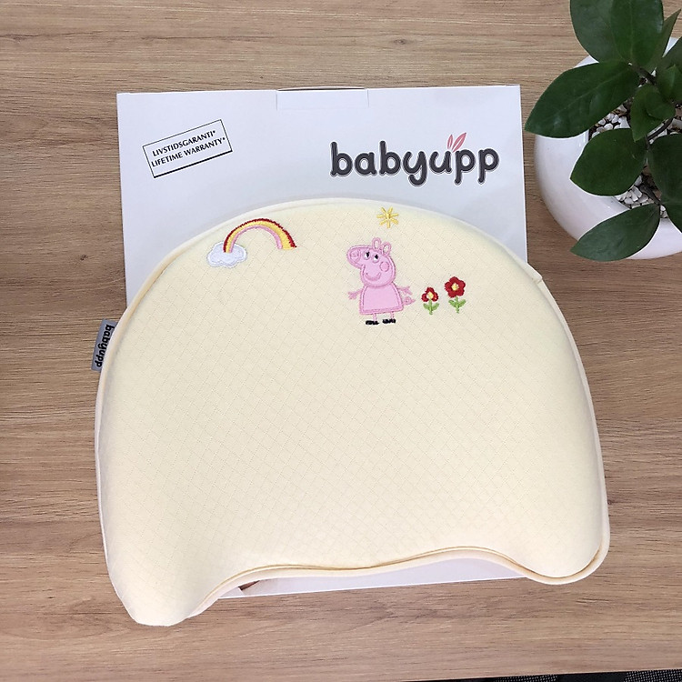 Gối chống méo đầu, bẹp đầu Babyupp màu Vàng GBU0003. Gối cao su non đa năng ngăn ngừa còm lưng, nghẹo cổ ở trẻ sơ sinh, em bé