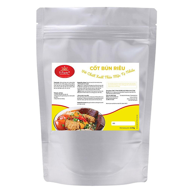 Gia vị nấu bún riêu - Gia vị bún riêu - Gia vị bún riêu nêm sẵn - Cốt bún riêu TITOM 2.5 kg