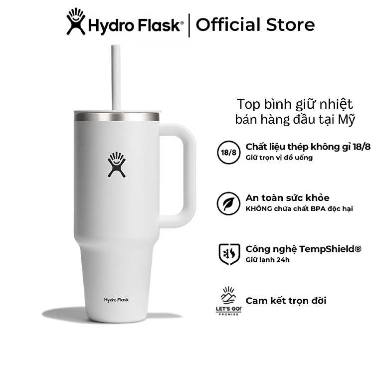 Bình giữ nhiệt Hydro Flask 40 oz All Around Travel Tumbler có kèm ống hút - Hàng chính hãng(Season 2024)
