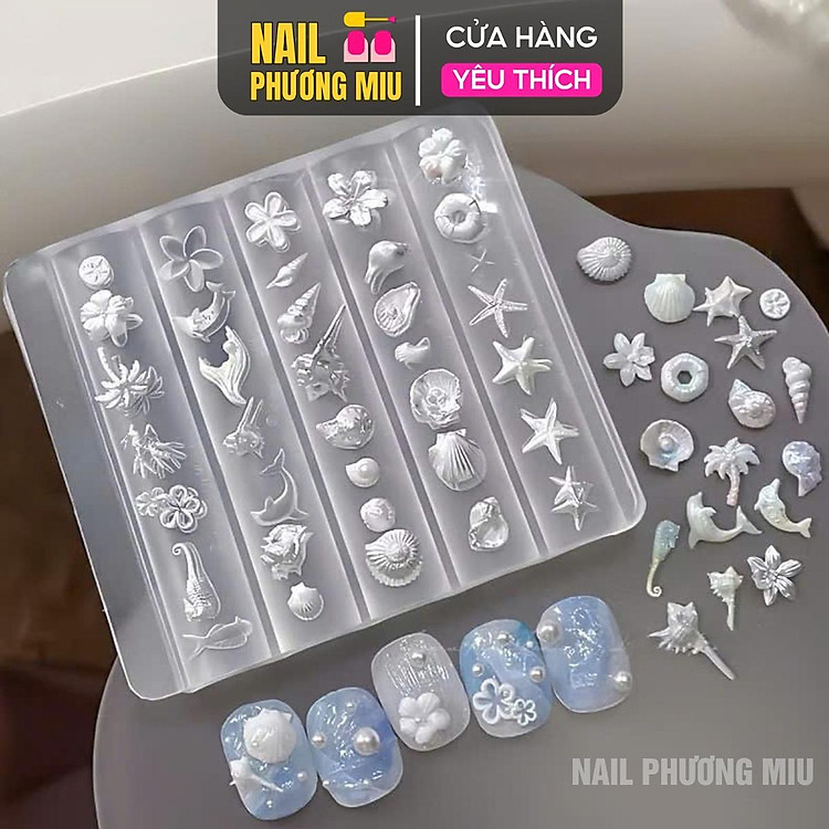Khuôn in Nổi 3D Silicon Hình Biển Cả 36 Mẫu Đủ Loại Sao Sò Ốc Cá Biển, Hoa Lá Cây Dừa Mùa Hè, Khuôn Trong Suốt Mềm Dẻo Dễ Làm Nail Trang Trí Móng