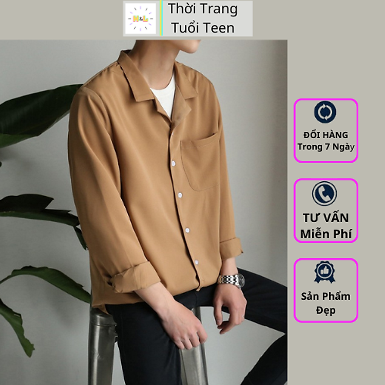 Áo Sơ Mi Form Rộng Unisex Nam Nữ Tay Dài Hàn Quốc Kiểu Cổ Vest Cổ Ve Áo Khoác Ngoài Vải Lụa Mềm Mịn - SMV01