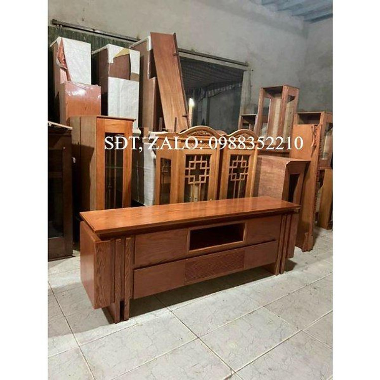 Kệ tivi gỗ sồi sơn 2 màu