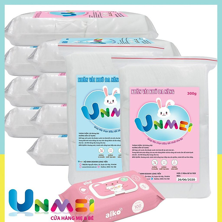 Tìm mua tại Avakids:Combo 10 Túi Khăn Vải Khô Unmei, tràn ngập Khuyến mãi, Ưu đãi