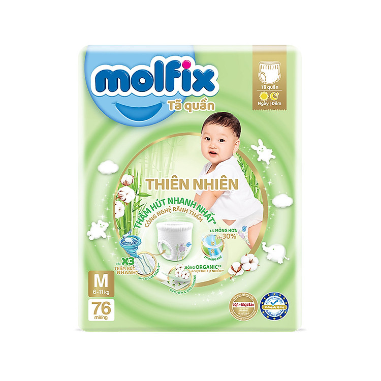 Combo 2 Tã quần Molfix Thiên nhiên Chính hãng Giá rẻ - Hình ảnh 2