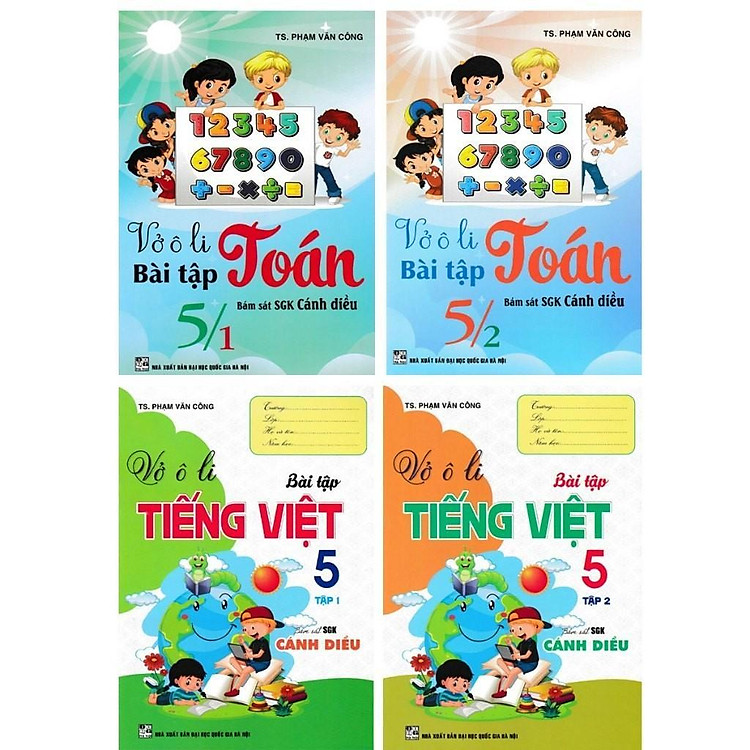 Vở Ô Li Bài Tập Môn Toán + Tiếng Việt Lớp 5