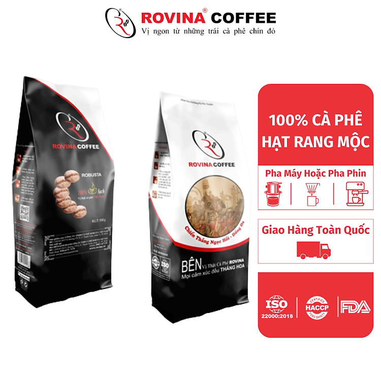Cà Phê Robusta – Pha Phin – Gói 500gr ( Xay Sẵn) Hương Vị Cân Bằng Mùi Thơm Nhẹ, Vị Êm Thương Hiệu Rovina Coffee