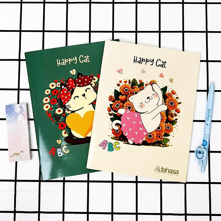 Bộ Tập Học Sinh Happy Cat 4 Ô Ly 96 Trang 80gsm (5 tập) - Ảnh 4