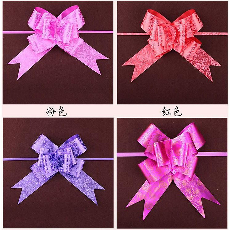 NƠ RUY BĂNG HOA HỒNG BẢN 5CM DẠNG RÚT GÓI QUÀ, PHỤ KIỆN TRANG TRÍ