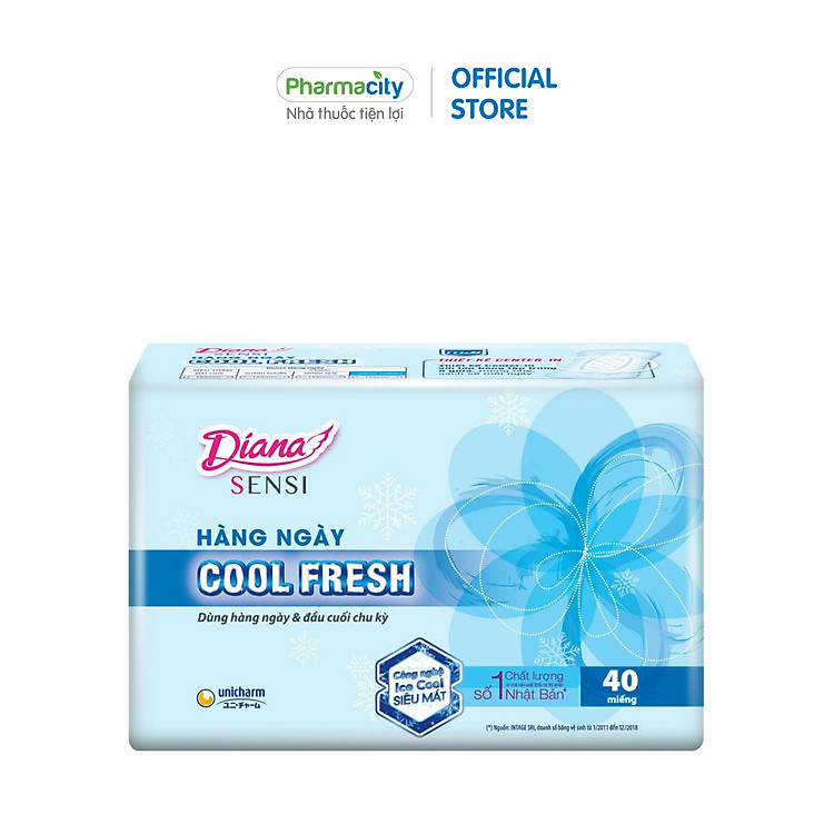 Băng vệ sinh hàng ngày Diana Sensi Cool Fresh mát lạnh (Gói 40 miếng)