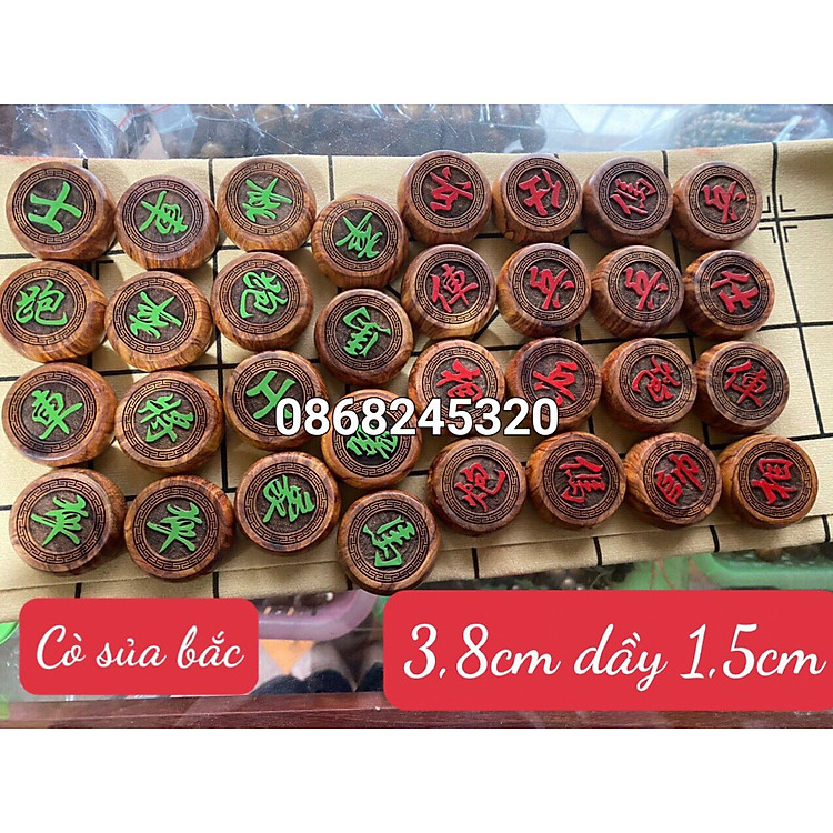 Quân cờ tướng gỗ sưa + hộp da Chính hãng Tiết kiệm