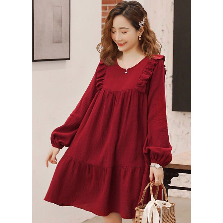 Đầm đỏ bèo vai