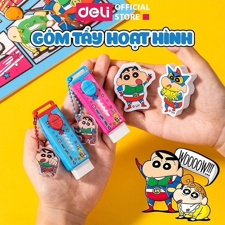 Bộ Gôm Tẩy Shinnosuke x Deli Gôm Tẩy Hoạt Hình Dạng Kéo Tẩy Sạch Dẻo Dai Ít Vụn Học Sinh