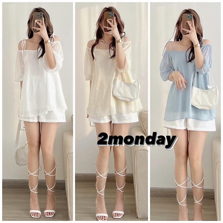 ÁO SƠMI TƠ LỤA 2 LỚP THẮT NƠ VAI TIỂU THƯ TAY BỒNG NHẸ