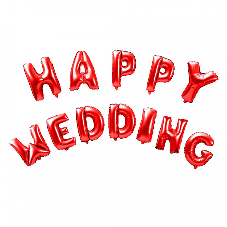 Bong bóng chữ Happy Wedding