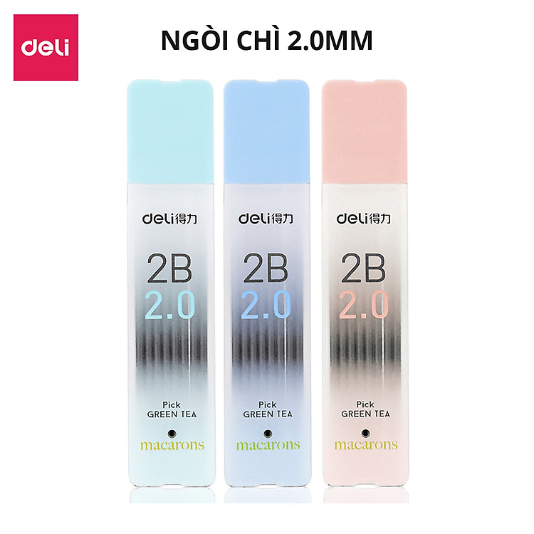 Bút Chì Kim Bấm Ngòi 2mm Kèm Đầu Gọt Cao Cấp Deli - Cải Tiến Cho Học Sinh, Văn Phòng, Tiện Lợi, Nhỏ Gọn, Màu Sắc Trẻ Trung