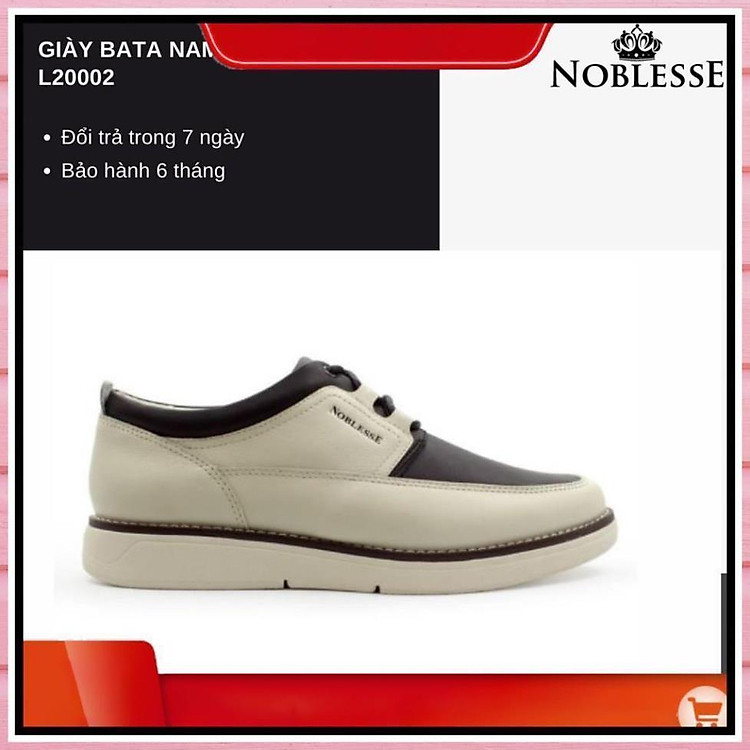 GIÀY THỂ THAO ĐỘN ĐẾ NAM TRUNG NIÊN DA THẬT THỜI TRANG CỔ THẤP MÀU ĐEN KEM CHÍNH HÃNG NOBLESSE L20002
