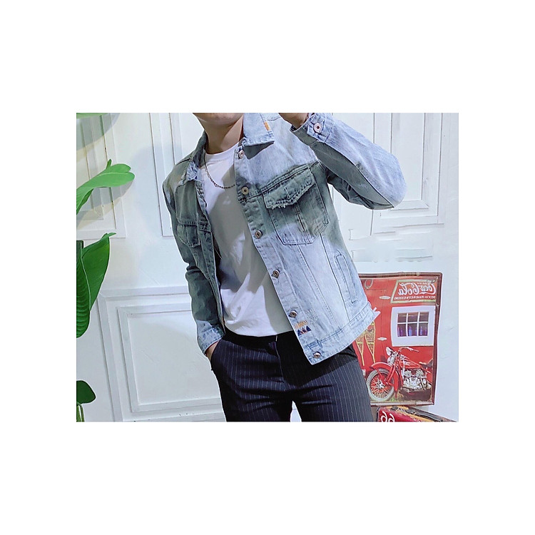 Cool Style Street Áo khoác Jeans Nam Phong Cách #302