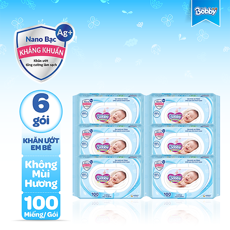 Combo Tiết Kiệm: 6 Gói Khăn Ướt Bobby Tiết kiệm
