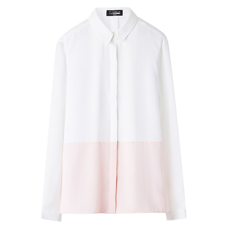 Áo Sơ Mi Nữ Phối Hồng THE COSMO Colour Block Blouse - Rose
