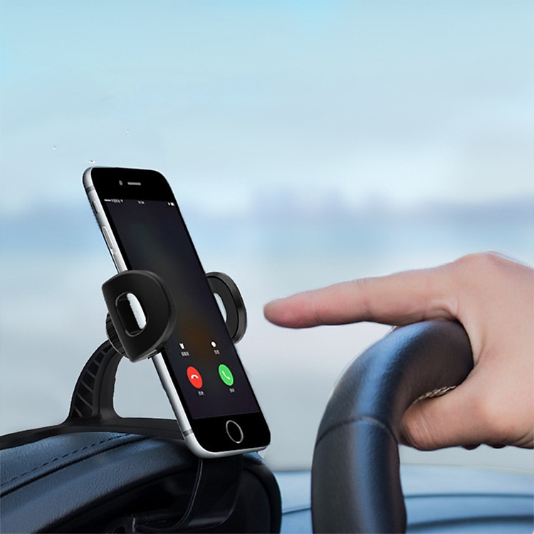 Giá đỡ / kẹp điện thoại trên taplo ô tô / xe hơi xoay điện thoại dọc ngang 360 độ, kẹp trên vô lăng