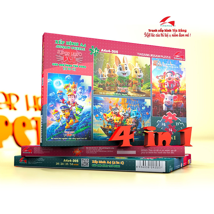 Mua tại Tiki: Xếp hình A4 Siêu Anh Hùng Thú Cưng Chính hãng Ưu đãi