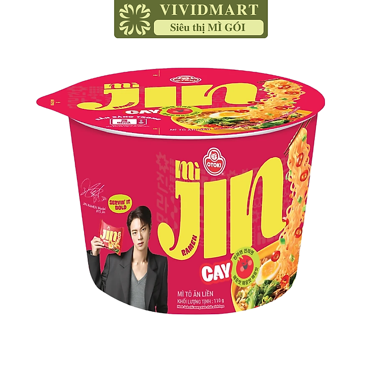 OTTOGI - Mì tô Jin hương vị Cay, Mì Cay Jin tô, Mì tô Jin Cay, Mì tô Hàn Quốc, Mì tô Ottogi ăn liền (110g/tô)