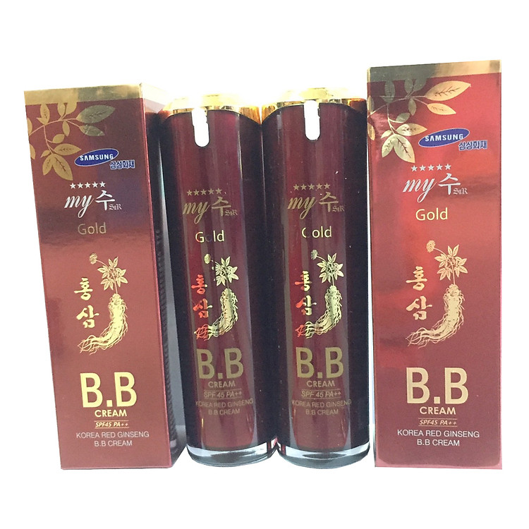 Combo 2 hộp Kem nền BB Hồng sâm đỏ Hàn Quốc-My SU S II R Red Ginseng B.B Cream (40ml), kem lót nền BB My Gold, kem nền Hàn Quốc, kem nền che khuyết điểm