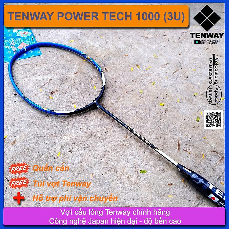 Vợt cầu lông Tenway Power Tech 1000 (3U) | Chuyên công đập cầu của Tenway, trợ lực người chơi.