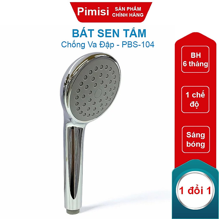 Bát Sen Tắm Của Vòi Tắm Hoa Sen Nóng Lạnh Pimisi PBS-104 - Tay Sen Bằng Nhựa Sáng Bóng - Tăng Áp Nhẹ | Chính Hãng