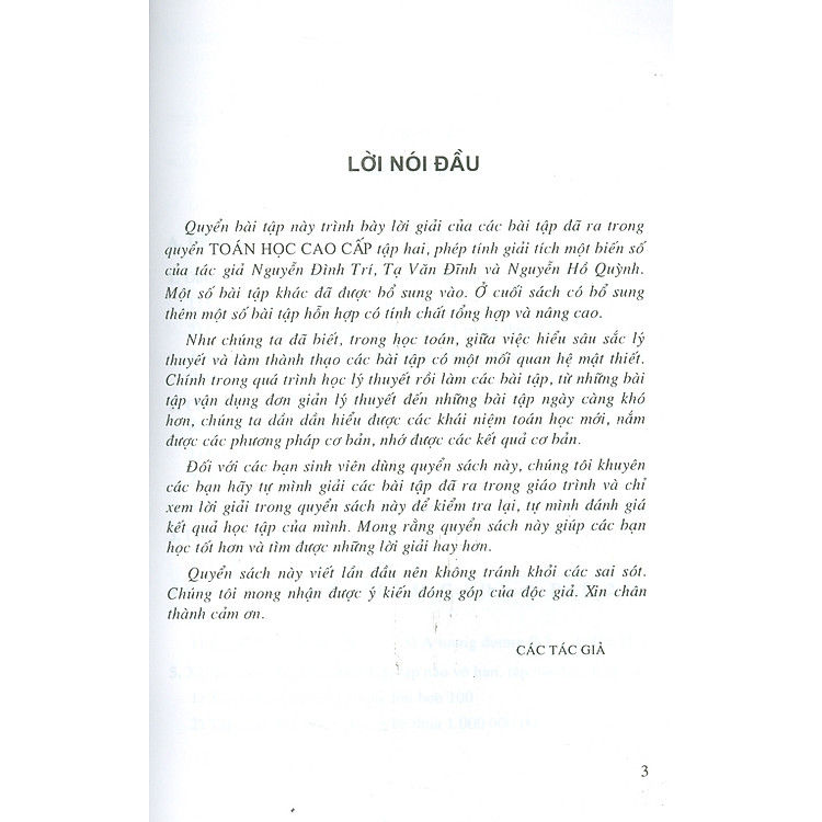 Bài Tập Toán Học Cao Cấp - Tập Hai: Phép Tính Giải Tích Một Biến Số (Tái bản lần thứ mười bảy, năm 2023) - Ảnh 3