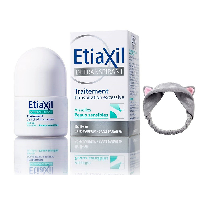 Lăn Khử Mùi Etiaxil Détranspirant Traitement Aisselles Peaux Sensibles 15ml (Dành cho da hỗn hợp, da nhạy cảm) + Tặng 1 Băng Đô Tai Mèo Xinh Xắn ( Màu ngẫu nhiên)