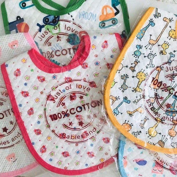 Yếm cotton chữ U chống thấm, ăn dặm,đồ dùng ăn dặm cho bé