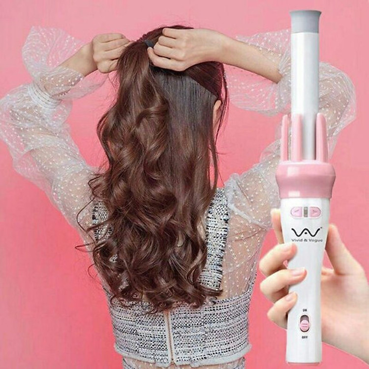 Dụng cụ làm tóc xoăn Máy Uốn Tóc Xoăn Xoay Tự Động 360 tặng kèm dao cạo lông mày hàn quốc
