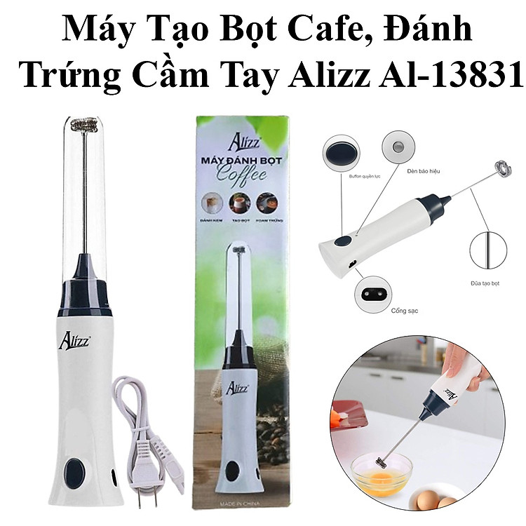 Máy Tạo Bọt Cafe Đánh Foam Trứng Cầm Tay Sạc Điện Alizz Al-13831